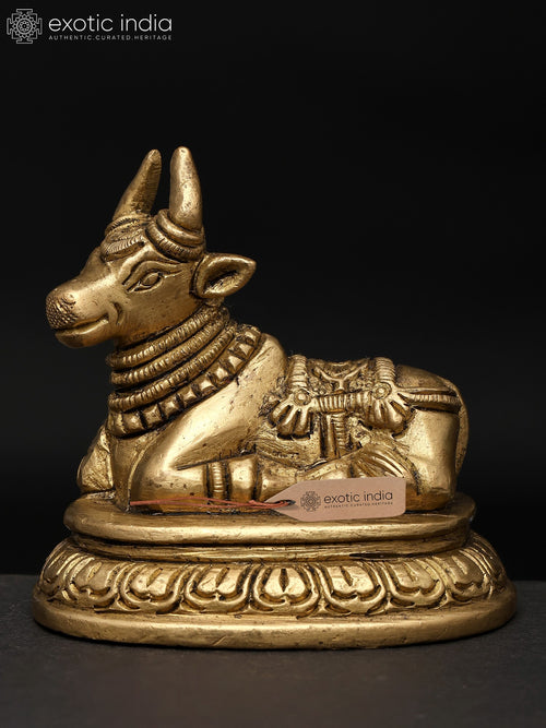 3" Small Nandi Brahma Statue Handmade Brass Vahana Shiva