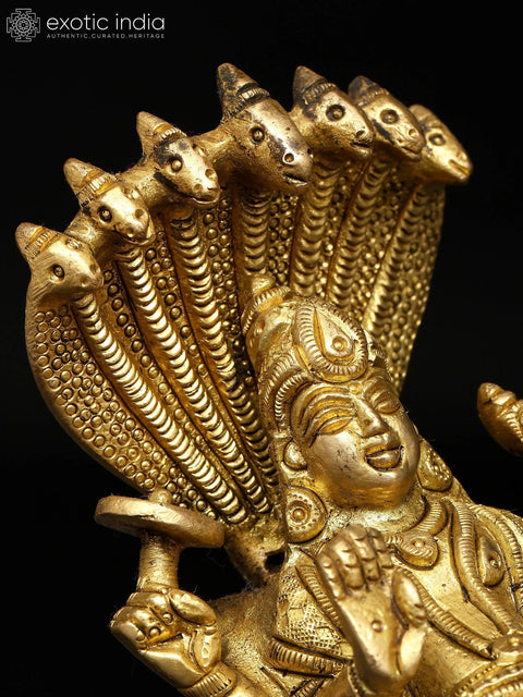 5" Small Shesha-Shayi Lord Vishnu | Brass Statue