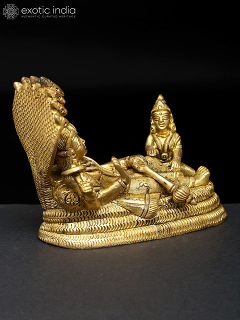 5" Small Shesha-Shayi Lord Vishnu | Brass Statue