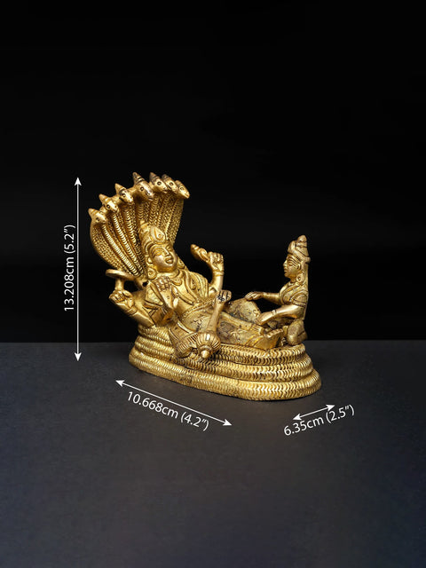 5" Small Shesha-Shayi Lord Vishnu | Brass Statue