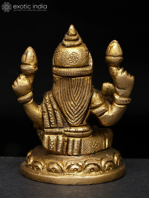 3" Small Four Armed Blessing Goddess Lakshmi | Brass Idol