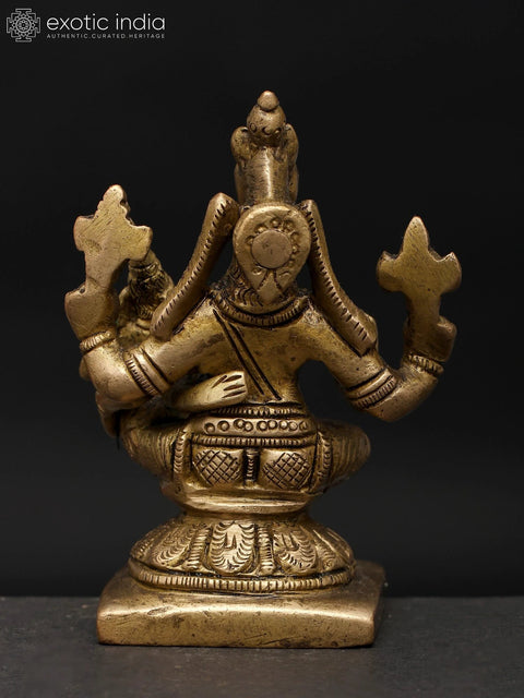3" Small Sitting Lord Hayagriva with Devi Lakshmi | Brass Statue