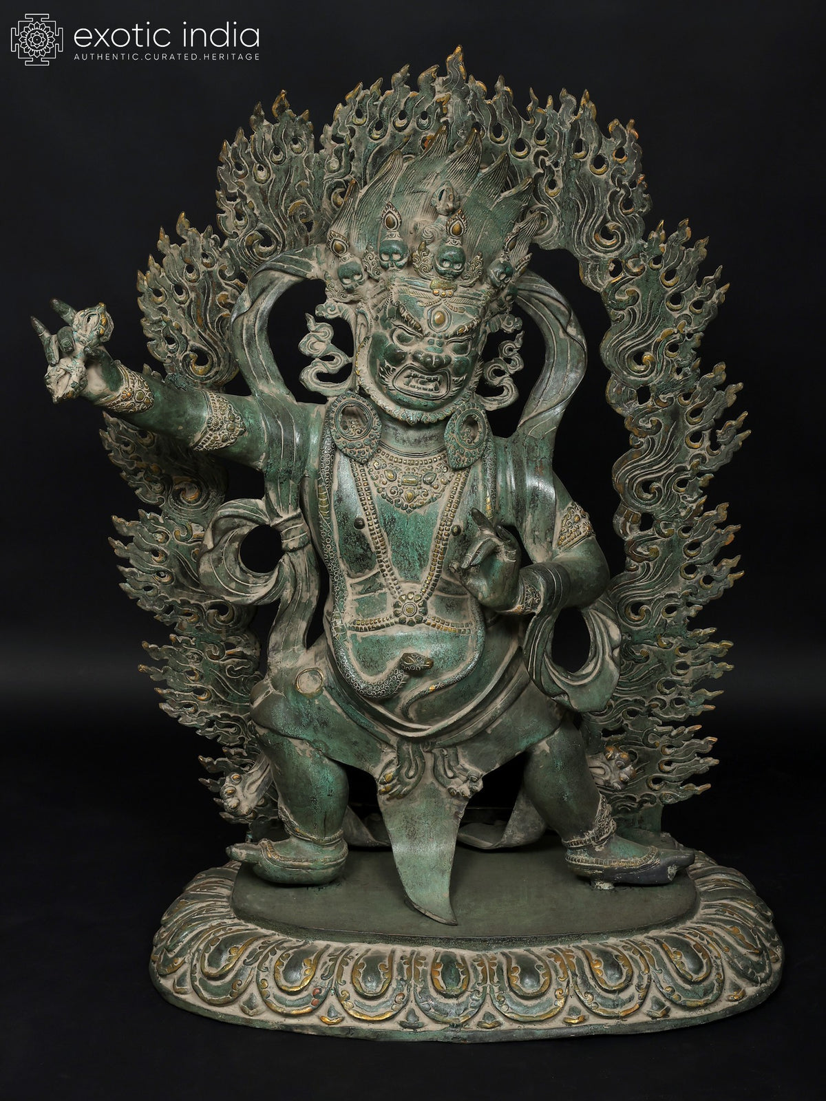 42" Large Brass Vajrapani Statue - Tibetan Buddhist Wrathful Deity