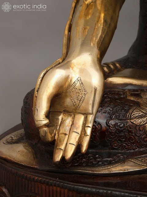 33" Large Set of Three Buddha - Buddha in Bhumisparsha Mudra, Medicine Buddha and Buddha in Vitark Mudra | Brass Statues