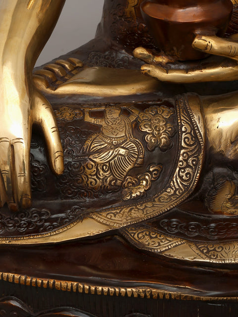 33" Large Lord Buddha Seated in Bhumisparsha Mudra | Brass Statue