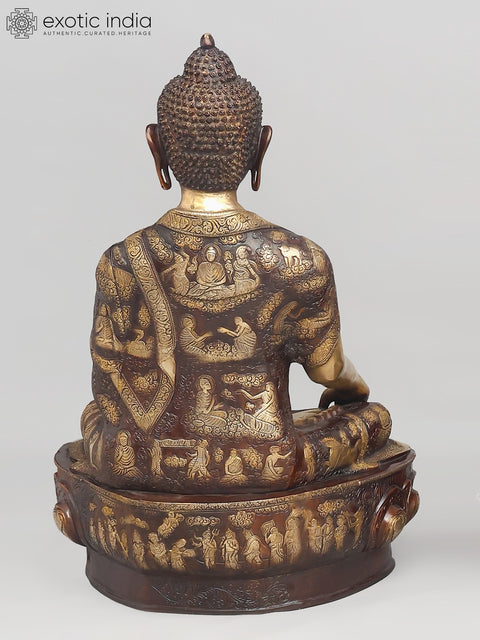 33" Large Lord Buddha Seated in Bhumisparsha Mudra | Brass Statue