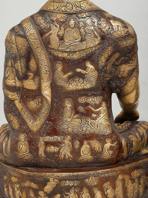 33" Large Lord Buddha Seated in Bhumisparsha Mudra | Brass Statue