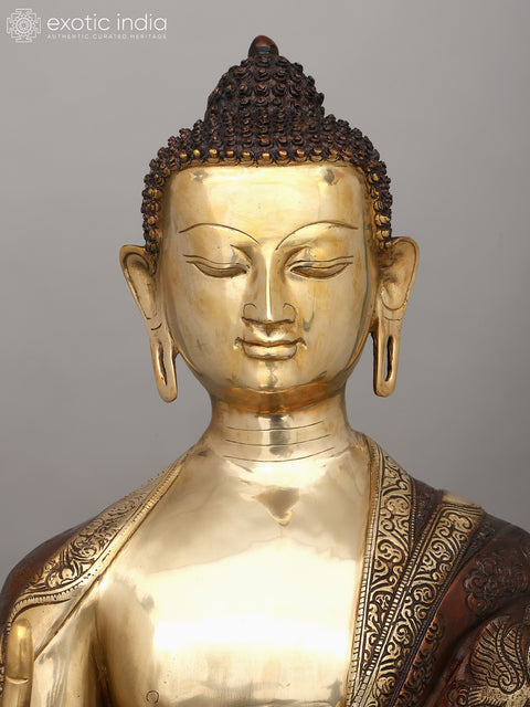33" Large Lord Buddha Seated in Vitark Mudra | Brass Statue