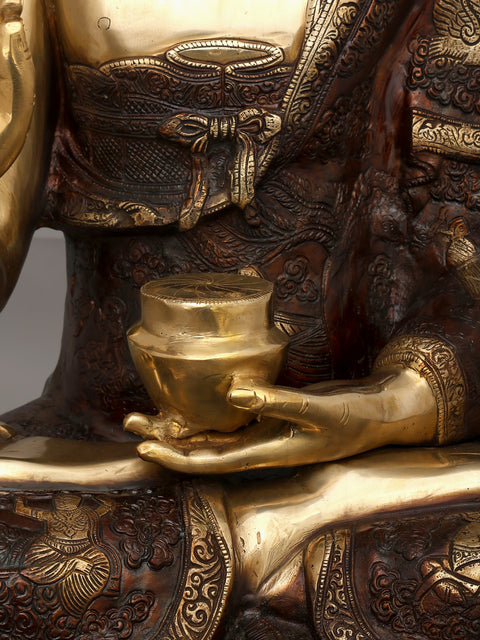 33" Large Lord Buddha Seated in Vitark Mudra | Brass Statue