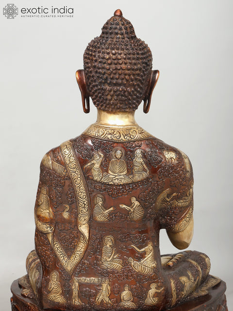 33" Large Lord Buddha Seated in Vitark Mudra | Brass Statue