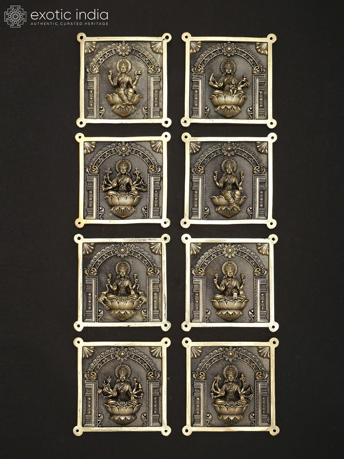 4" Ashta Lakshmi Brass Wall Hanging Statue