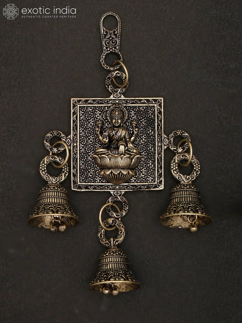 6" Small Superfine Lakshmi Ganesha Saraswati Wall Hanging Bells | Brass Statues