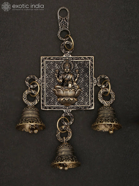 6" Small Superfine Lakshmi Ganesha Saraswati Wall Hanging Bells | Brass Statues
