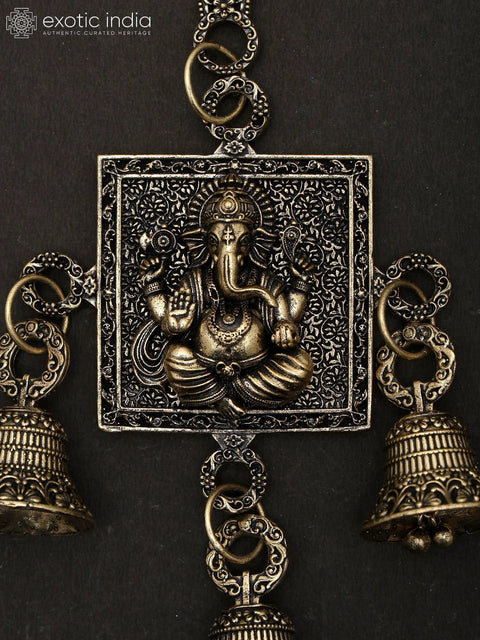6" Small Superfine Lakshmi Ganesha Saraswati Wall Hanging Bells | Brass Statues