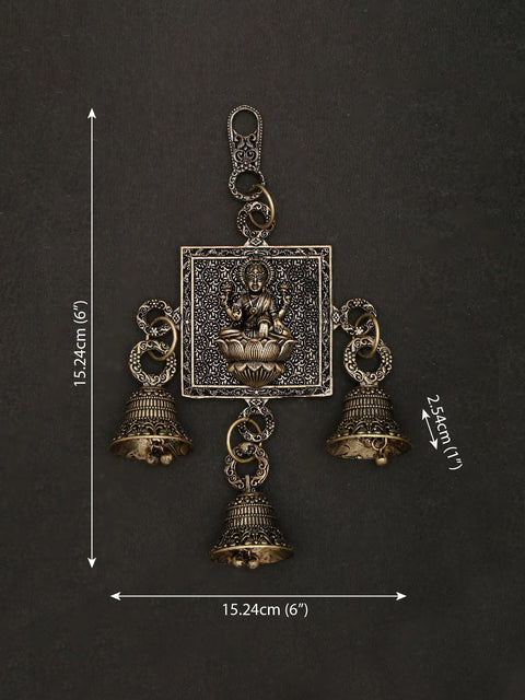 6" Small Superfine Lakshmi Ganesha Saraswati Wall Hanging Bells | Brass Statues