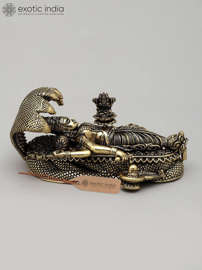 4" Handmade Padmanabha Swamy Brass Statue for Pooja