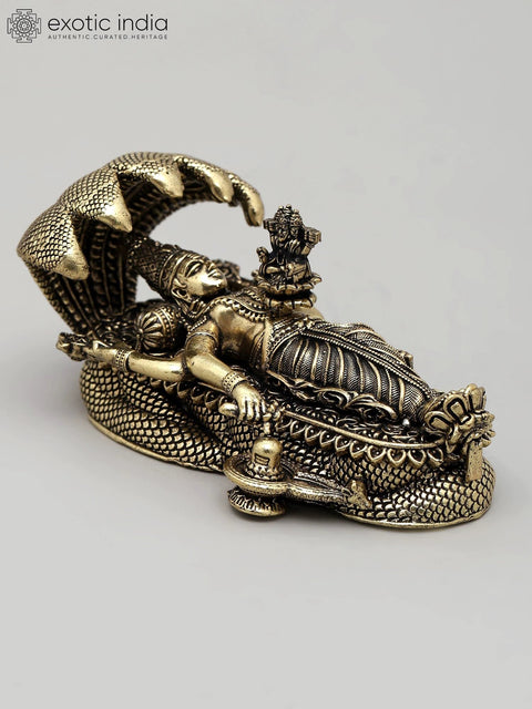 4" Superfine Padmanabha Swamy (Shesha-Shayi Lord Vishnu) | Brass Statue