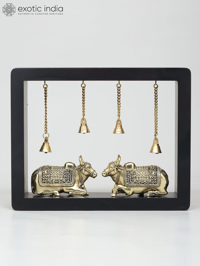 10" Superfine Nandi with Dangling Bells Brass Wall Hanging