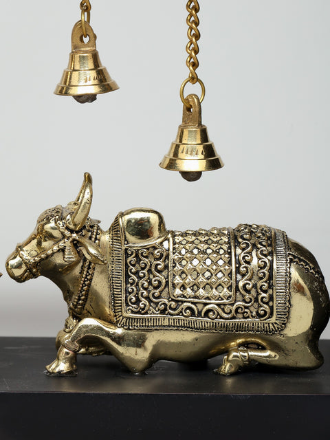 9" Superfine Sitting Lord Shiva with Nandi  | Wood Framed Brass Sculptures | Wall Hanging