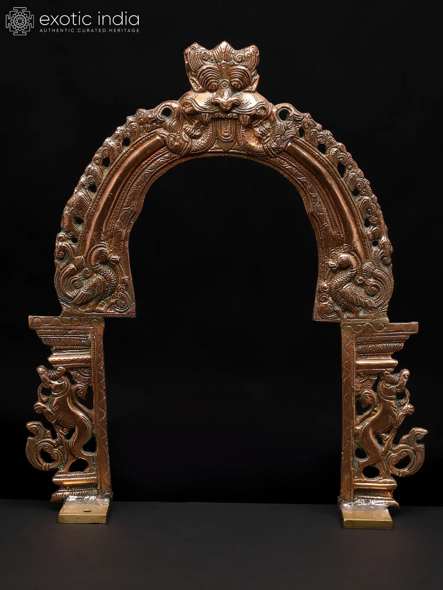 20" Kirtimukha Prabhavali Brass Arch Sculpture Handmade