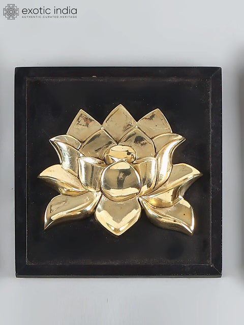 11" Designer Wall Art Relief Frames with Cow, Peacock, Lotus and Kalash | Set of 9 | Brass and Wood | Wall Hanging