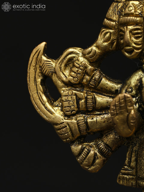 3" Small Standing Ten Armed Panchamukhi Lord Hanuman | Brass Statue