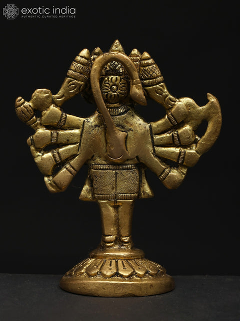 3" Small Standing Ten Armed Panchamukhi Lord Hanuman | Brass Statue