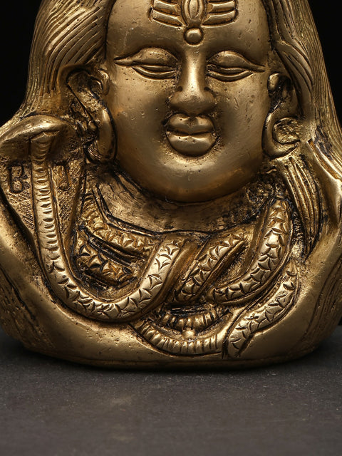 4" Small Brass Lord Shiva Head | Handmade | Made In India