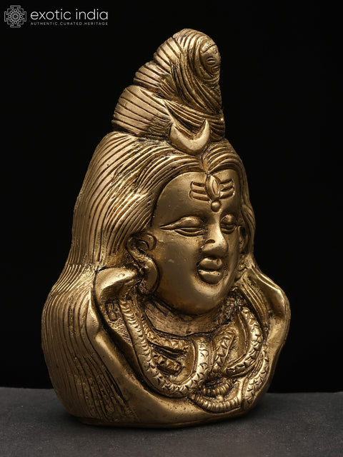 4" Small Brass Lord Shiva Head | Handmade | Made In India