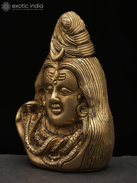 4" Small Brass Lord Shiva Head | Handmade | Made In India