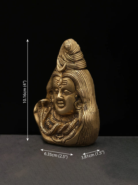 4" Small Brass Lord Shiva Head | Handmade | Made In India