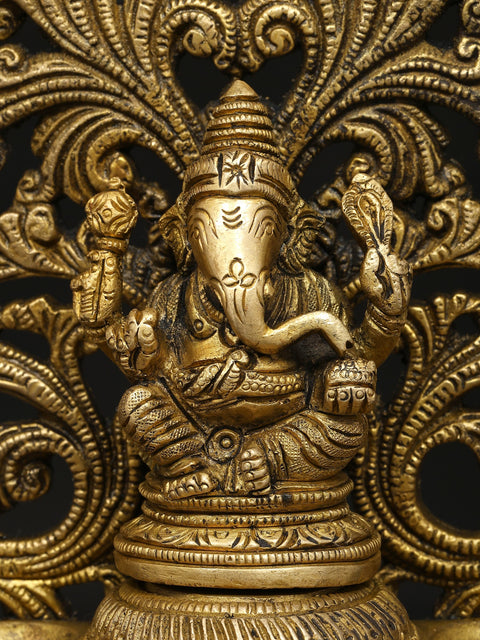 6" Small Six Wicks Lord Ganesha Lamp in Brass | Handmade | Made In India