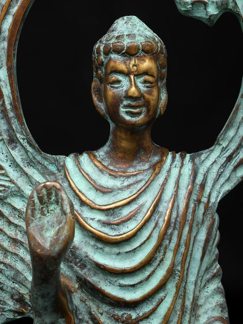 20" Enlightened Presence – Buddha in Bloom | Brass Statue with Bronze Finish