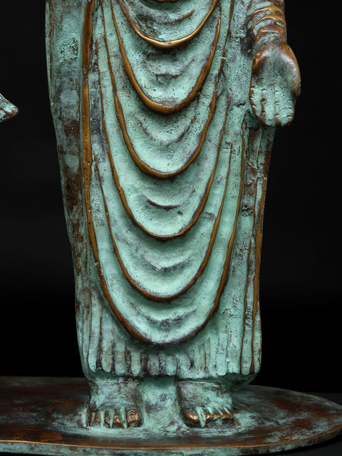 20" Enlightened Presence – Buddha in Bloom | Brass Statue with Bronze Finish