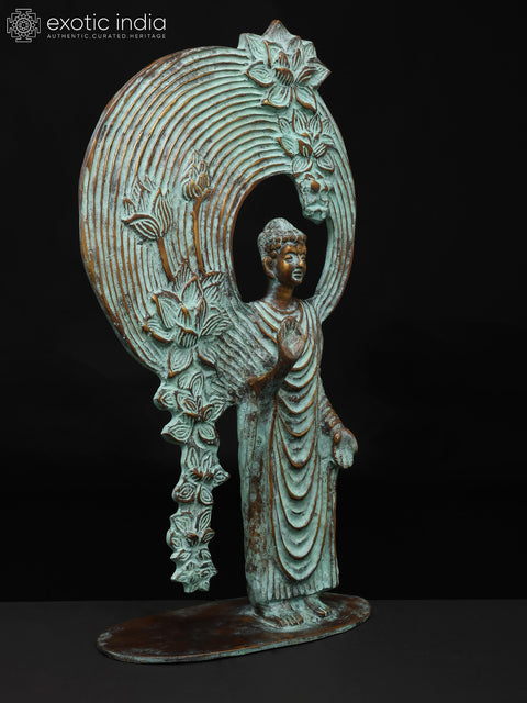 20" Enlightened Presence – Buddha in Bloom | Brass Statue with Bronze Finish