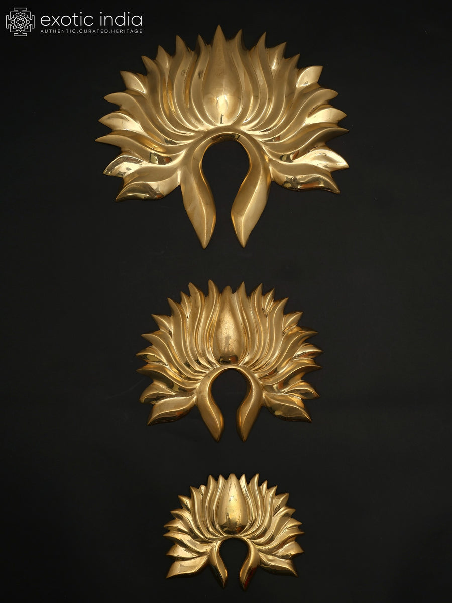 11" Set of Three Lotus Brass Wall Hanging Home Decor