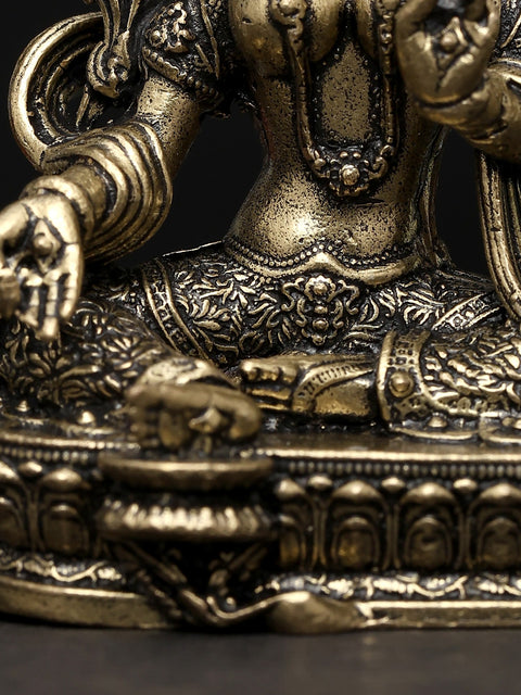 2" Small Superfine Tibetan Buddhist Goddess Green Tara | Brass Idol