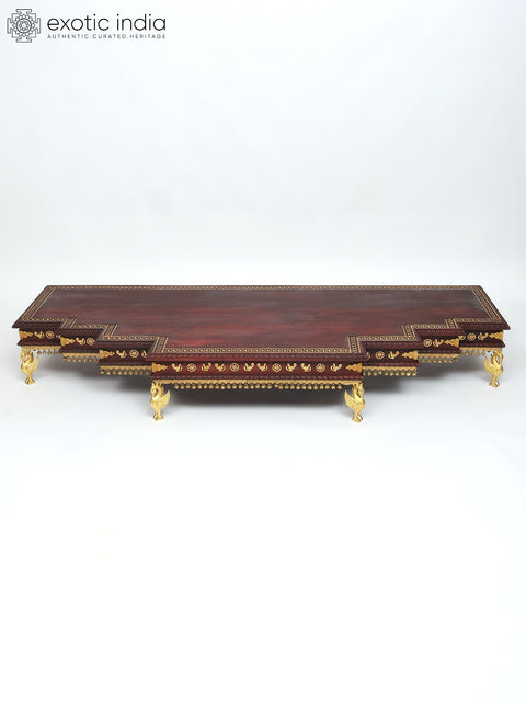 64" Large Size Designer Wood Chowki with Brass Work