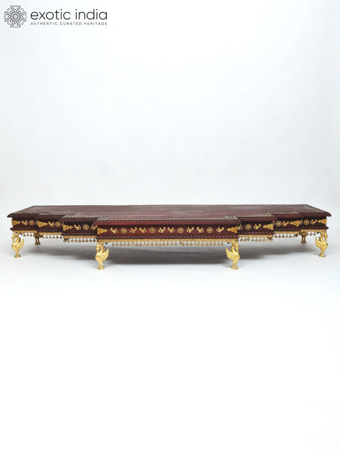 64" Large Size Designer Wood Chowki with Brass Work