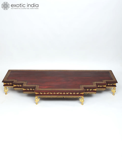 64" Large Size Designer Wood Chowki with Brass Work