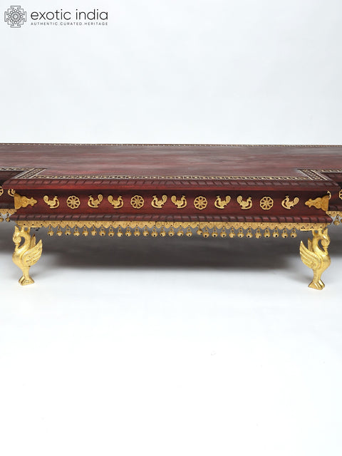 64" Large Size Designer Wood Chowki with Brass Work