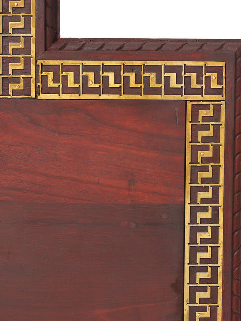 64" Large Size Designer Wood Chowki with Brass Work