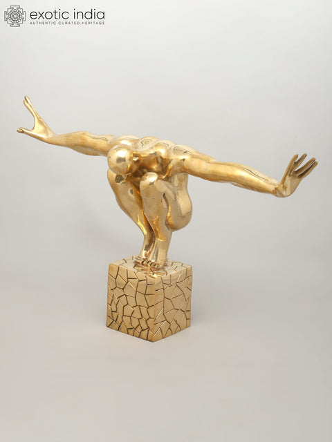 That One Breath Before The Dive - The Olympic Swimmer | Decorative Brass Statue | Home Decor