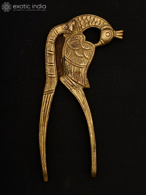 5" Peacock Design Nut Cracker in Brass