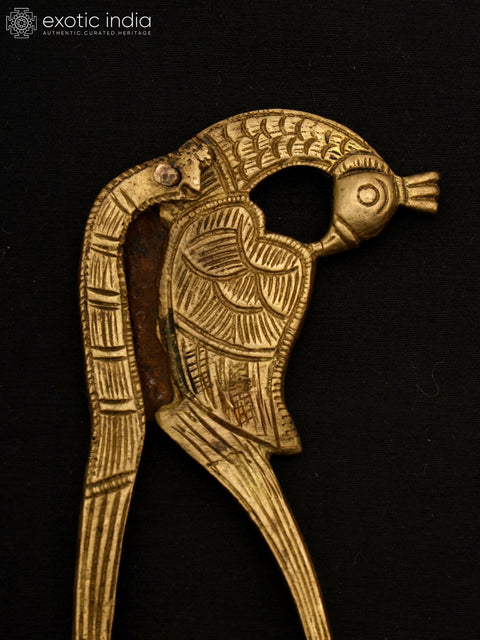 5" Peacock Design Nut Cracker in Brass