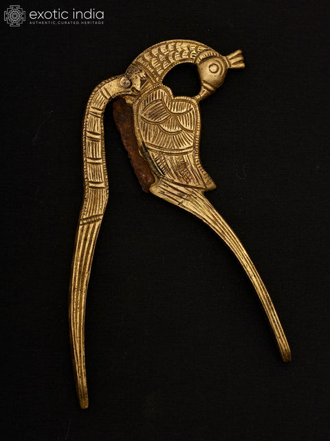 5" Peacock Design Nut Cracker in Brass