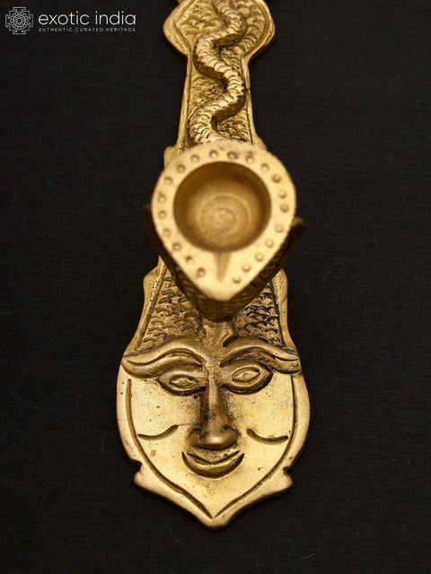 5" Brass Arti Diya/Oil Lamp with Sheshnag on Matsya Vishnu