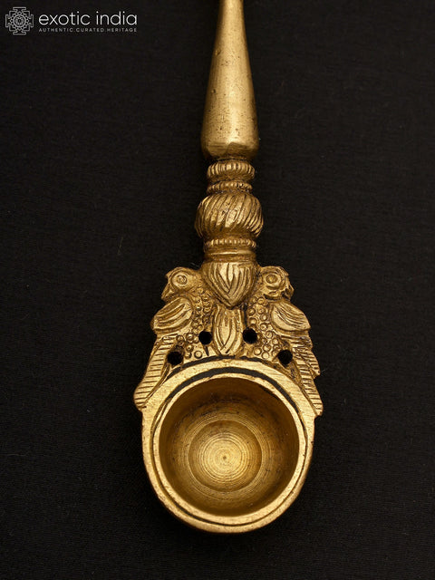 6" Brass Ganesha Ritual Spoon with Protecting Serpent