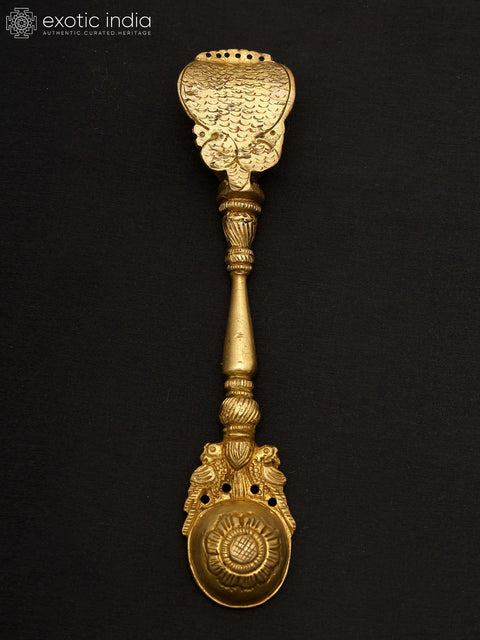 6" Brass Ganesha Ritual Spoon with Protecting Serpent