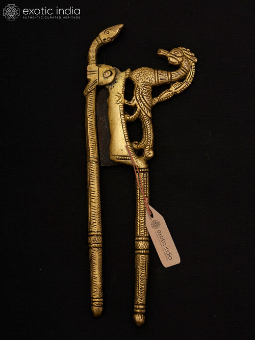 7" Brass Peacock with Snake Design Nut Cracker